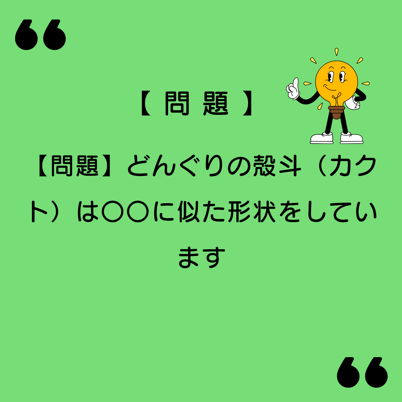 【雑学問題】どんぐりの殻斗（カクト）は〇〇に似た形状をしています｜【雑学ラブ】脳トレ雑学クイズ